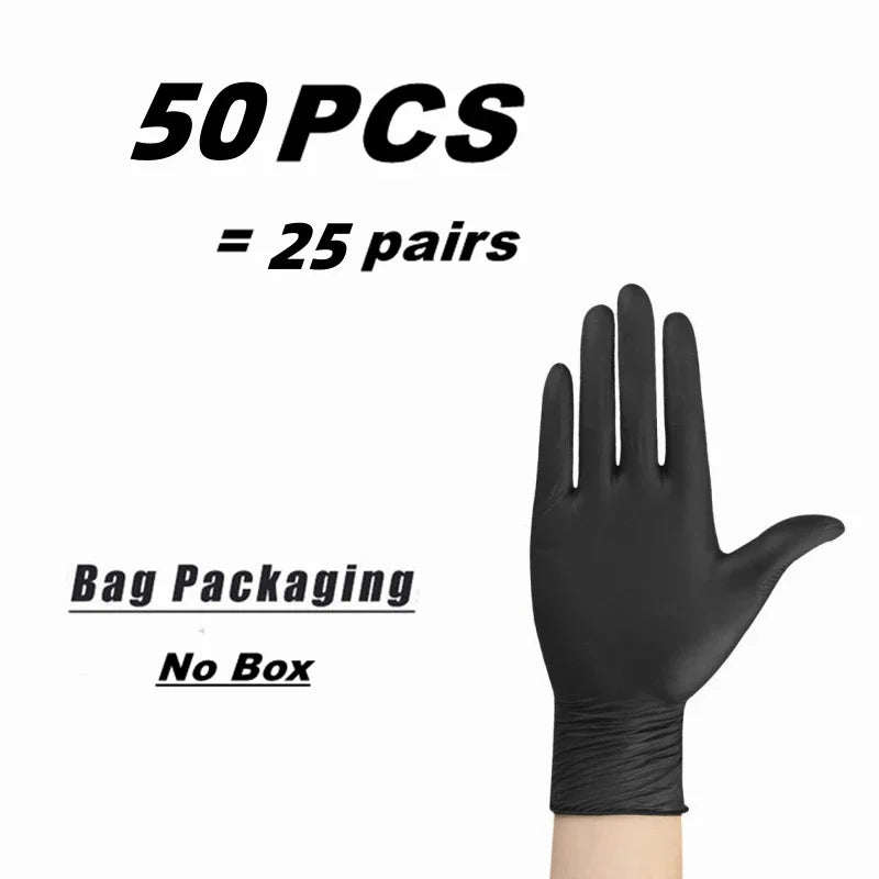10/20/50/100PCS Black Nitrile Disposable Gloves for Work Latex Free Home Cleaning Glove Textured Mechanic Tattoo Hair Dye Beauty