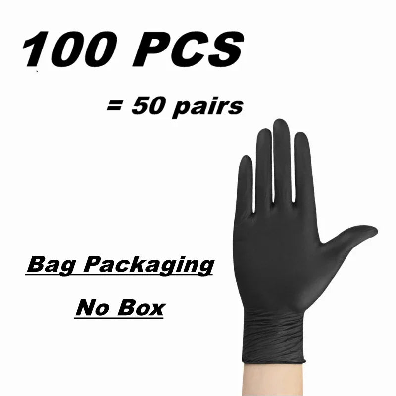 10/20/50/100PCS Black Nitrile Disposable Gloves for Work Latex Free Home Cleaning Glove Textured Mechanic Tattoo Hair Dye Beauty