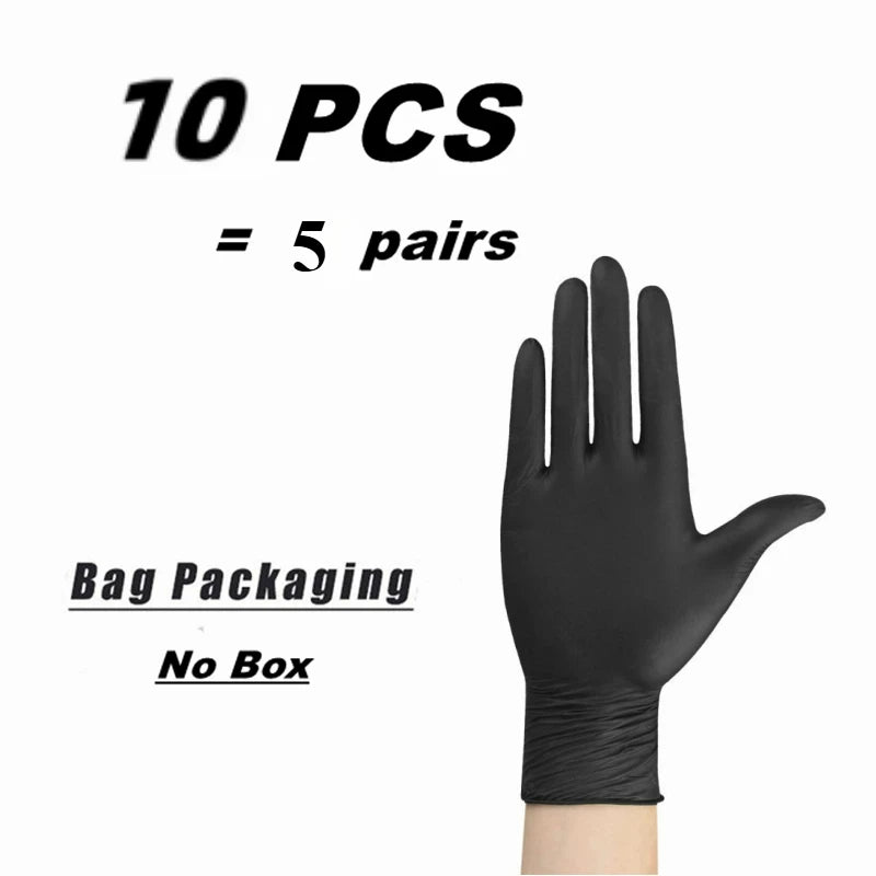 10/20/50/100PCS Black Nitrile Disposable Gloves for Work Latex Free Home Cleaning Glove Textured Mechanic Tattoo Hair Dye Beauty